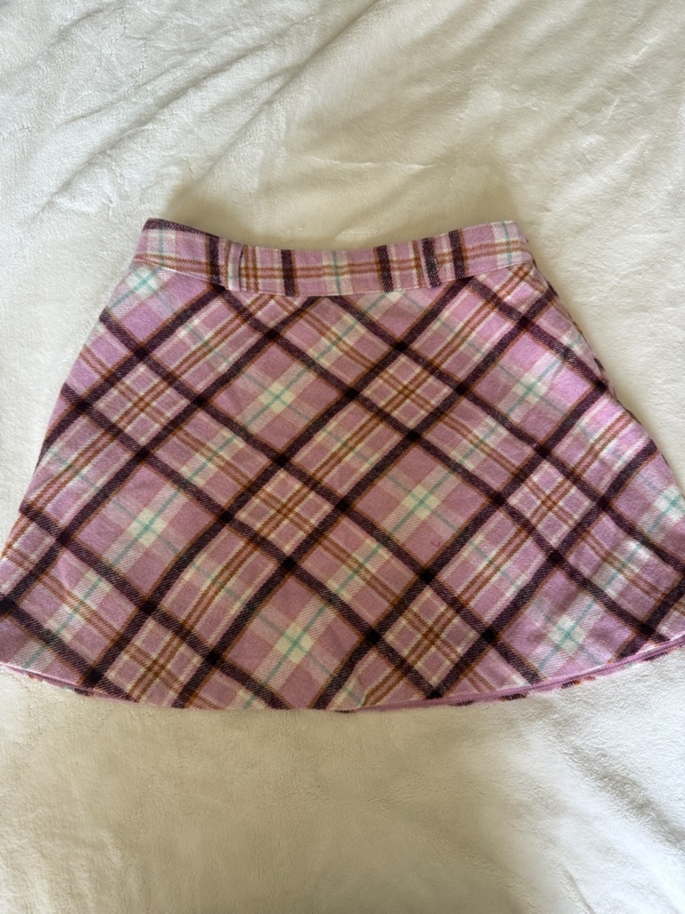 Forever 21 Pink Plaid Mini Skirt with Burgundy Accents